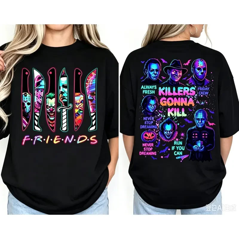 Spooky Neon Horror T-Shirt